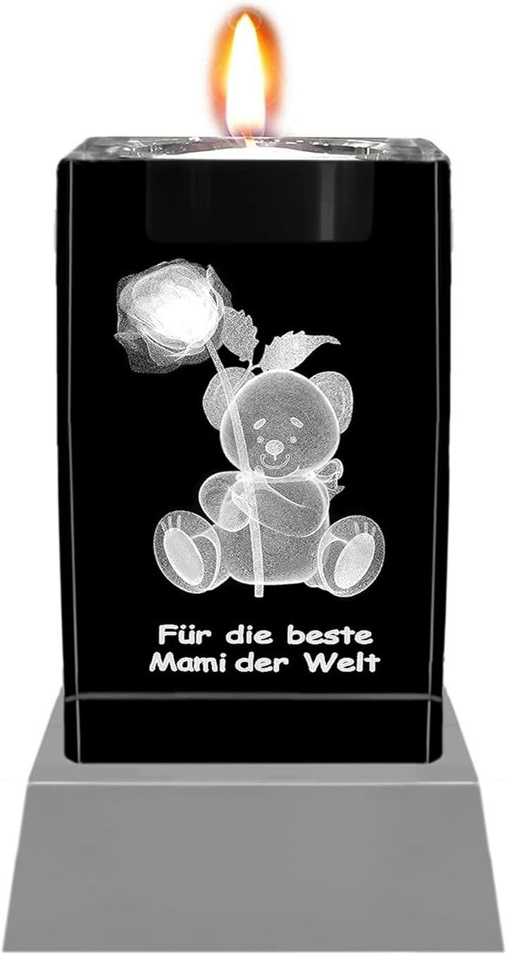 Kaltner Präsente Stimmungslicht - EIN ganz besonderes Geschenk: LED Kerze/Kristall Glasblock / 3D-La