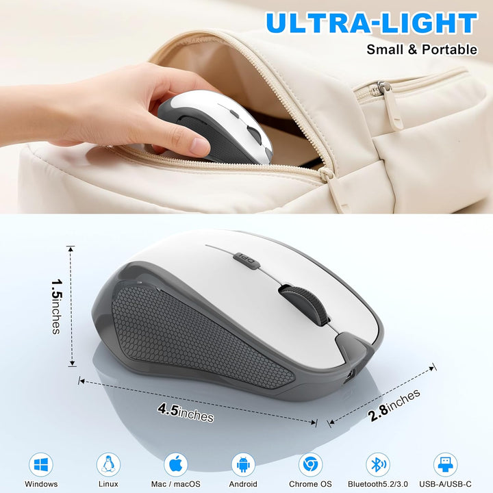 Azmall Ergonomische Maus Kabellos für Laptop/PC/MacBook/iPad, 2.4GHz & Bluetooth Büro Stumme Funkmau