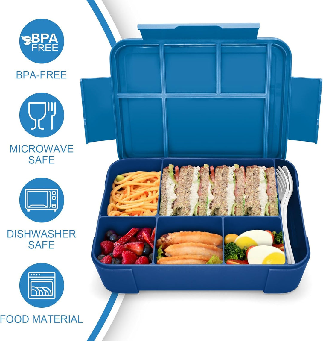 IJIAMY Brotdose Kinder mit Fächern, 1300ml Jausenbox Kinder, Auslaufsicher Bento Box, Lunchbox Kinde