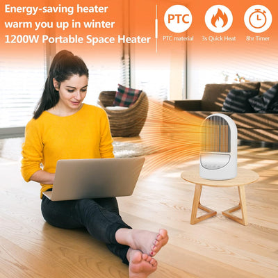 Dreamhigh® Heizlüfter Energiesparend Leise,PTC 1200W 3 Modi Schütteln Elektro Heizer Heitzluefter, P