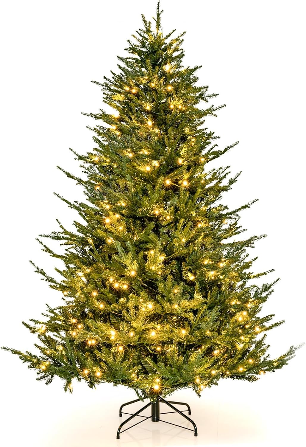 COSTWAY 180 cm Künstlicher Weihnachtsbaum beleuchtet, aufklappbarer Christbaum mit 8 Lichtmodi, 280