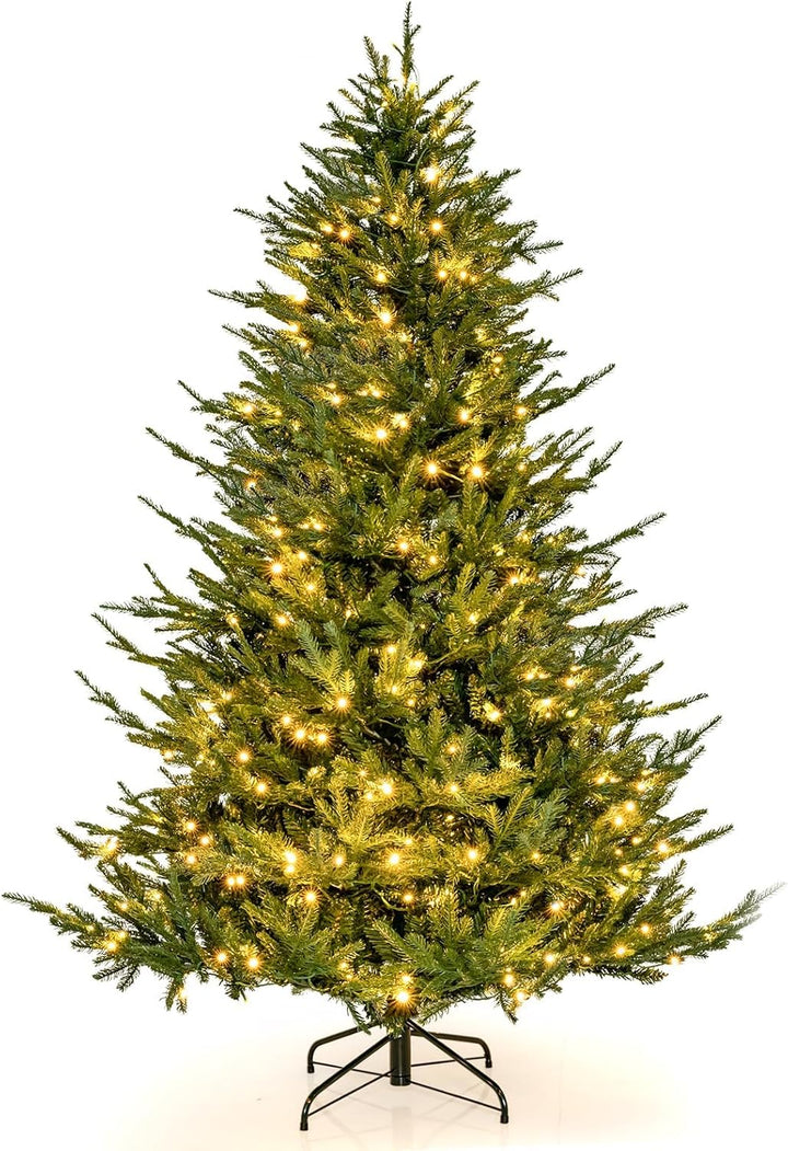 COSTWAY 180 cm Künstlicher Weihnachtsbaum beleuchtet, aufklappbarer Christbaum mit 8 Lichtmodi, 280