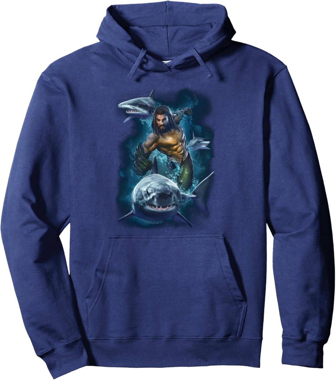 Aquaman Movie Swimming With Sharks Pullover Hoodie
