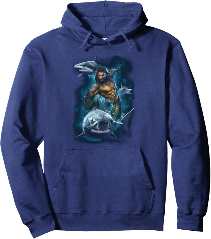 Aquaman Movie Swimming With Sharks Pullover Hoodie