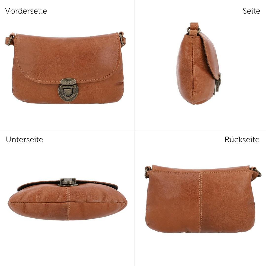 Gusti Umhängetasche Leder-Rona Handtasche Freizeittasche kleine Tasche Schultertasche Damen Ledertas