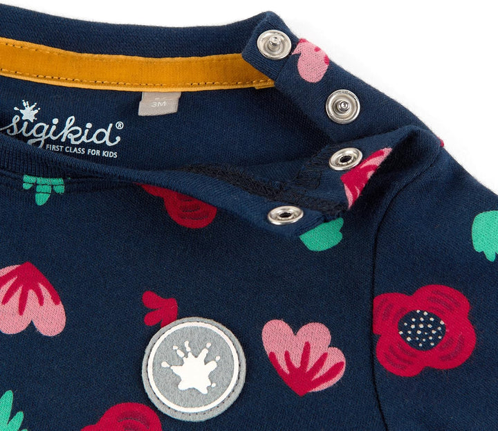 Sigikid Baby-Mädchen Langarmshirt aus Bio-Baumwolle T-Shirt 62 Dunkelblau-rot/Geblühmt, 62 Dunkelbla