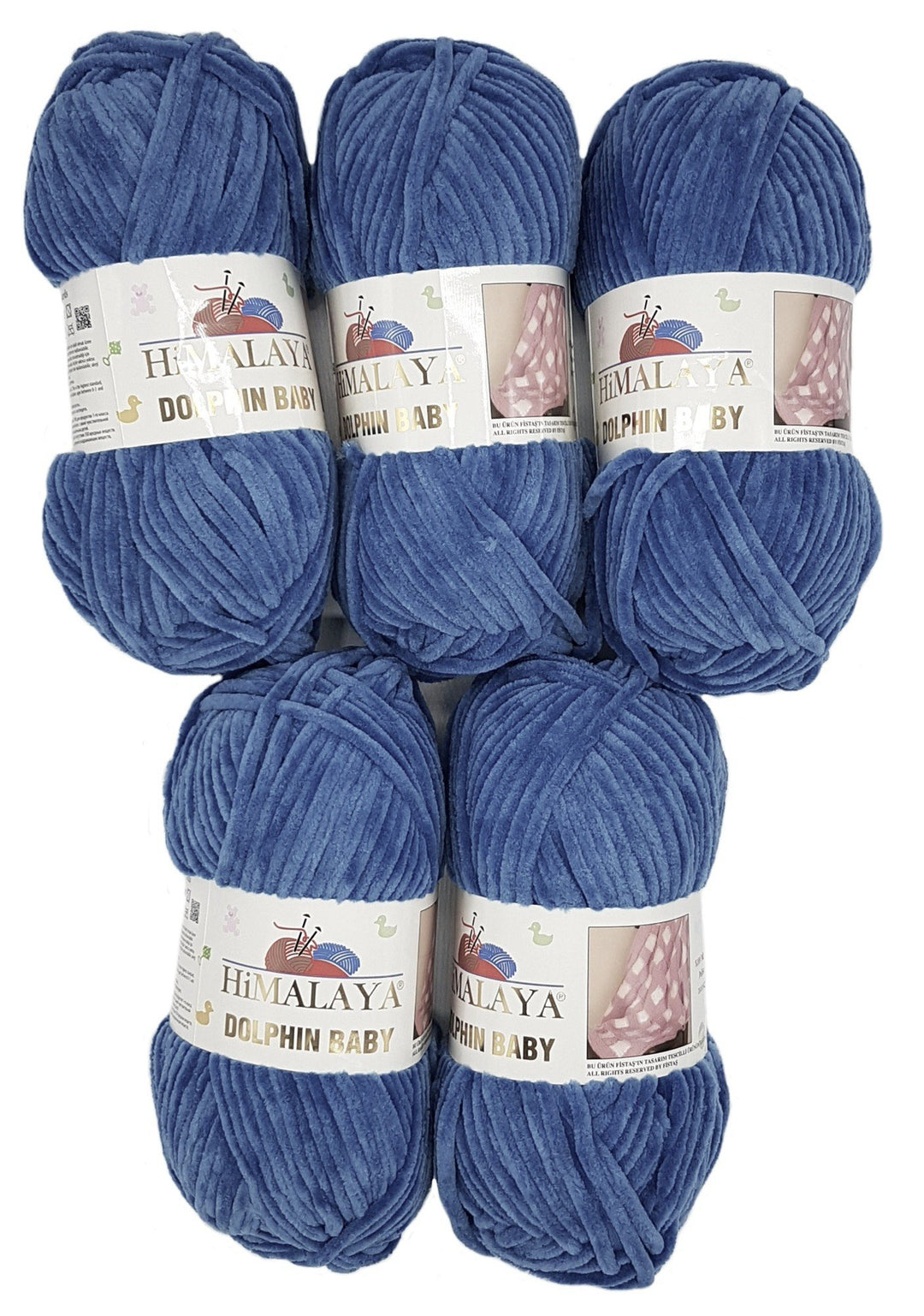 Himalaya Dolphin Strickgarn, 5 x 100 g, Babygarn, 500 g Garn Super Bulky, 600 m Petrolblau 80341, Pe