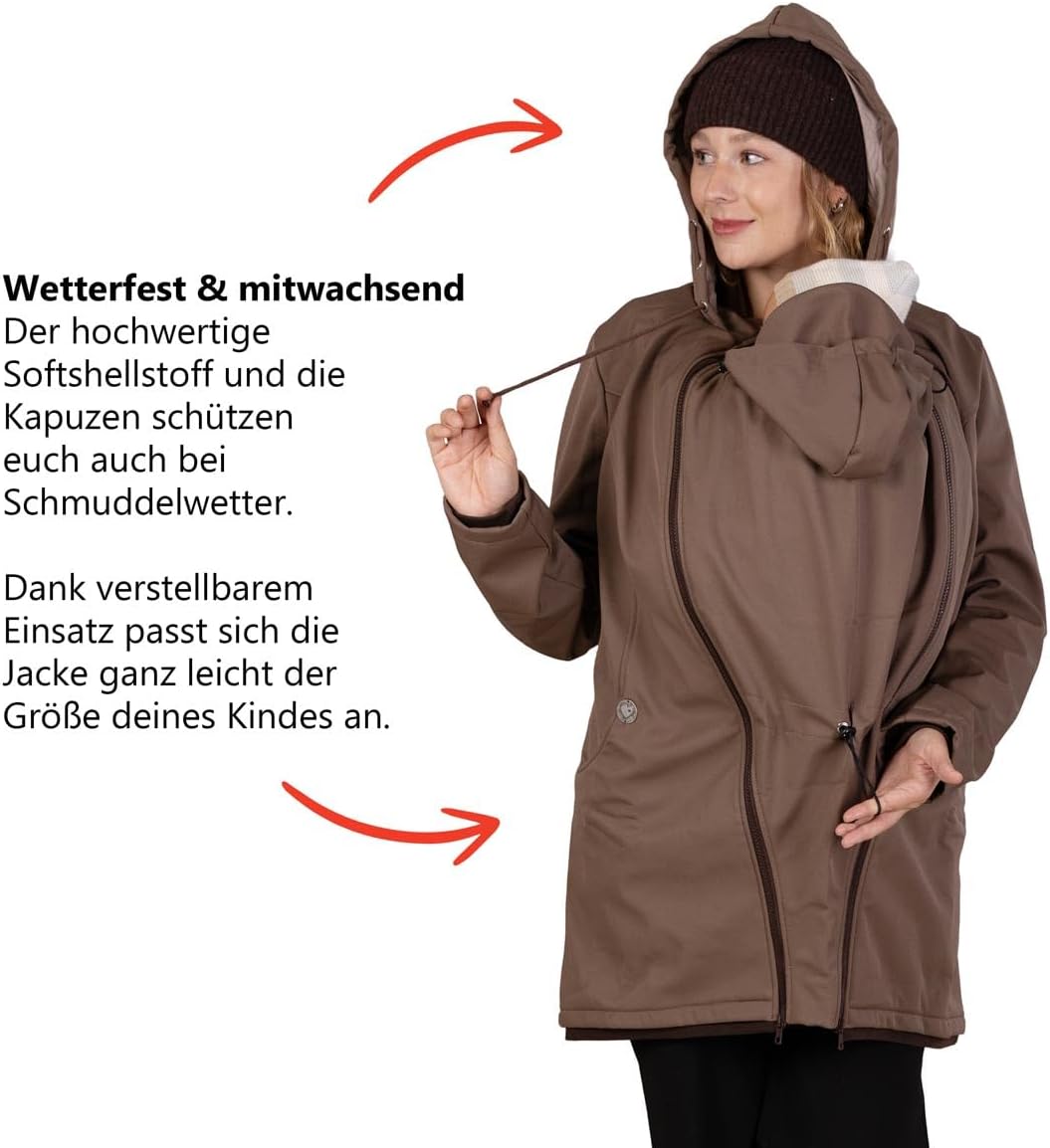 Viva la Mama – Allwetter Funktionsjacke für Mama und Baby, Umstandsjacke + Tragejacke - MELLORY XL V