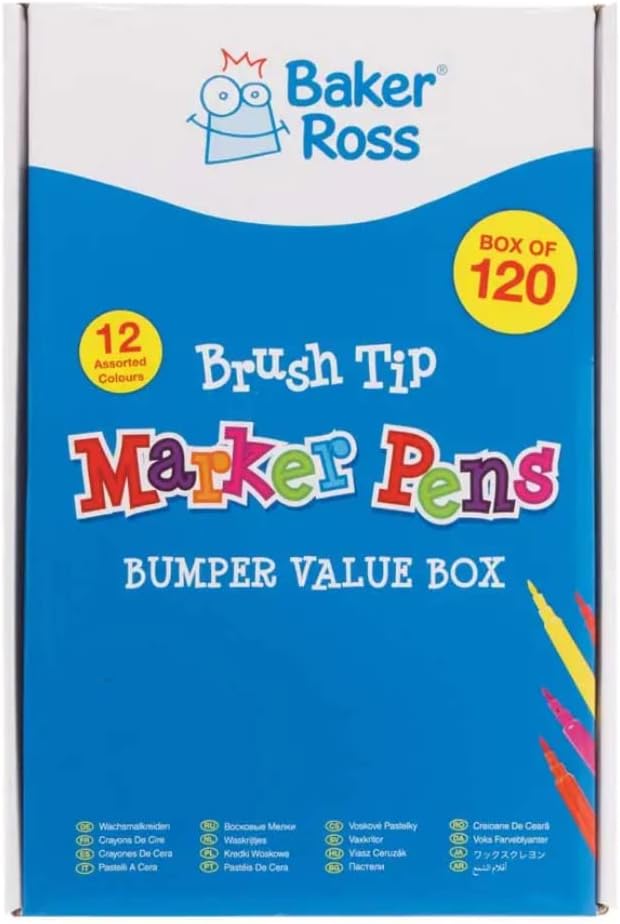 Baker Ross FE415 Grosspackung Pinselstifte für Kinder - 120 Stück, Bunte Pinselstifte Set für Erwach