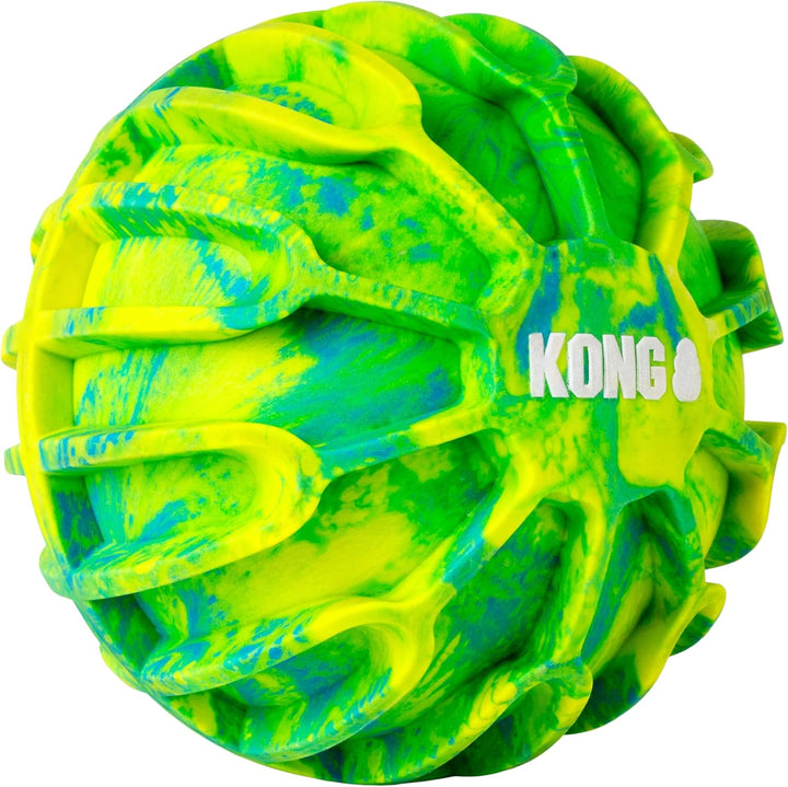 Kong Sport FlexBall – strapazierfähiges, federndes Apportierspielzeug mit Quietscher und griffigen R