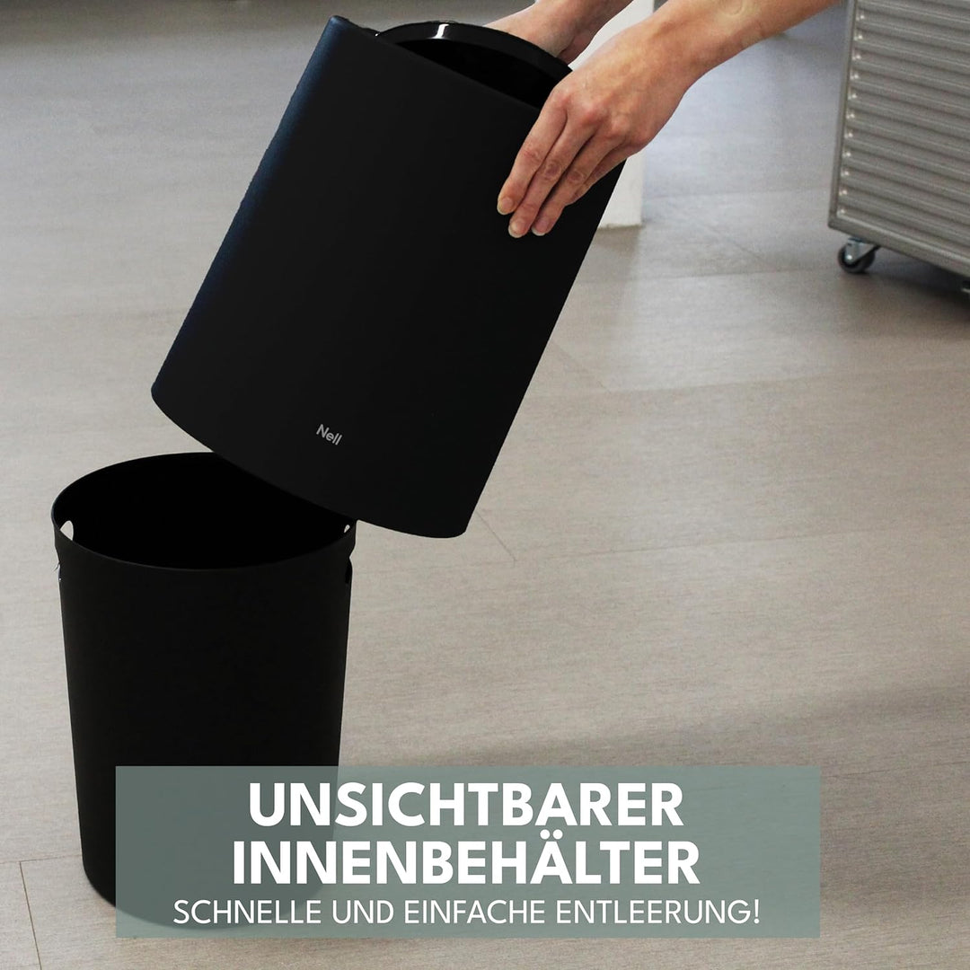 12L Mülleimer Schwarz Matt – Vielseitiger Badezimmer Papierkorb & WC Mülleimer, Büro Mülleimer Schwa