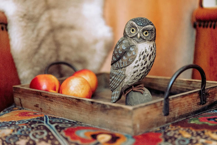WILDLIFEGARDEN Wildlife Garden WG455 DecoBird Eule - Handgeschnitzter Dekorative Vogel aus Holz - Gr