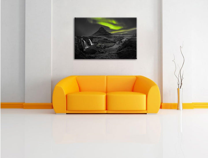 Pixxprint Kirkjufell Wasserfall als Leinwandbild/Grösse: 100x70 / Wandbild/Kunstdruck/fertig bespann