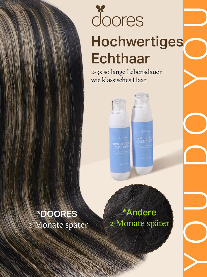 DOORES Extensions Echthaar Tape in, Balayage Natürliches Schwarz bis Hellblond 35cm (14zoll) 100g 40