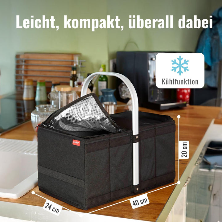 achilles Handle-Box cool, Einkaufskorb mit Kühleinsatz, Faltkorb mit Aluminium Griff, Kühlkorb, 40 c
