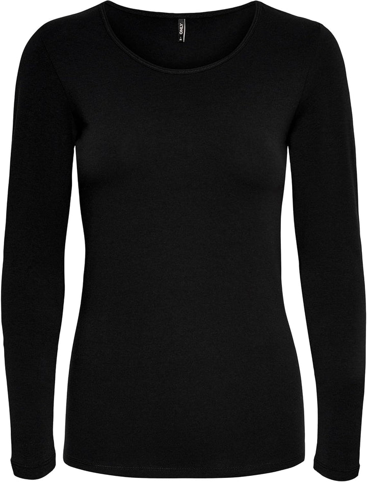 ONLY Damen Longsleeve Onllive Love Life Basic Damen-Shirt M 2x Schwarz, 1x Weiss, M 2x Schwarz, 1x W