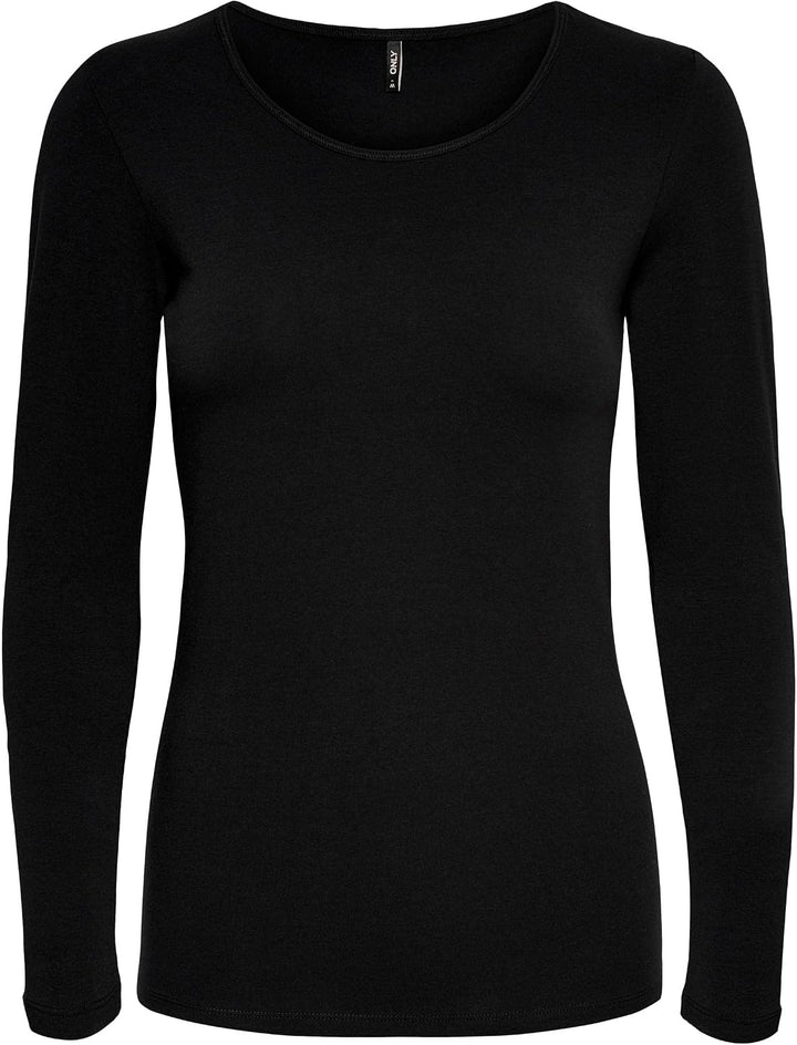 ONLY Damen Longsleeve Onllive Love Life Basic Damen-Shirt M 2x Schwarz, 1x Weiss, M 2x Schwarz, 1x W