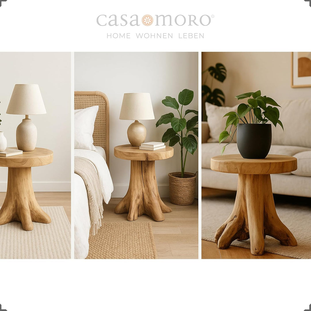 Casa Moro Beistelltisch Pflanzenständer - Couchtisch Wohnzimmertisch Ablagetisch | Wurzelholz Tisch