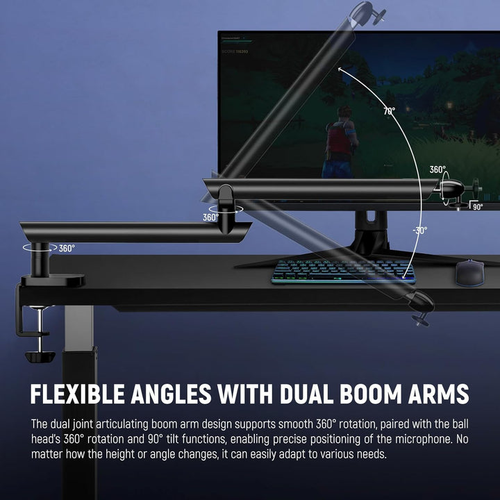 NEEWER Mikrofonständer Boom Arm, Low Profil Microphone Halter, Tischhalterung mit Kugelkopf 3/8Zoll
