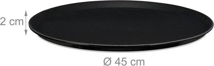 Relaxdays Serviertablett 2er Set, rund Ø 45 cm, Bartablett, rutschfeste Oberfläche, Kellnertablett G