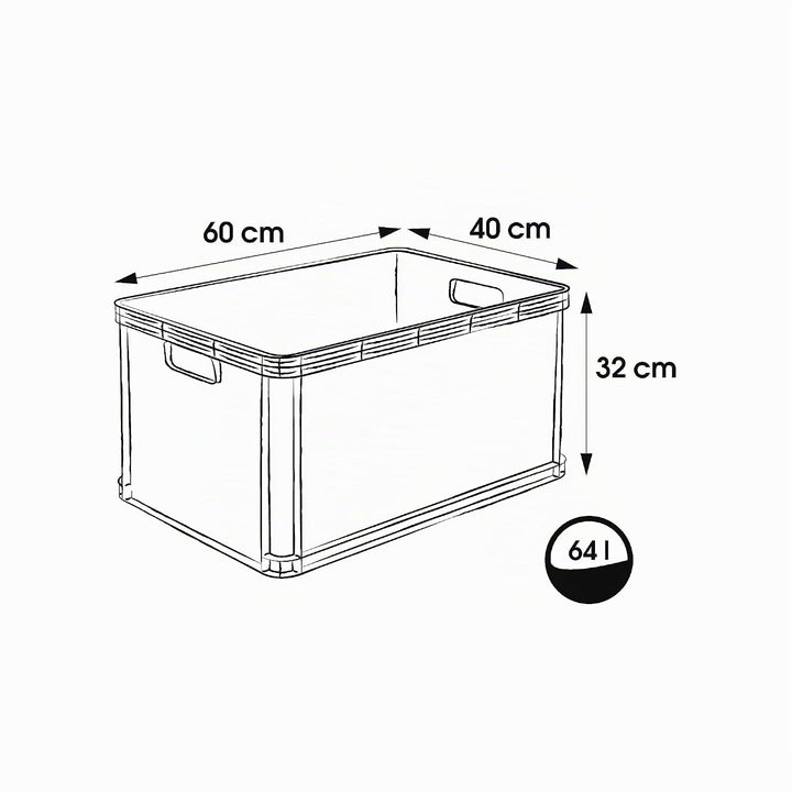 keeeper Transportbox-Set 3-teilig, Stapelbar, Polypropylen, 3 x 64 l, Robert, Graphit-Grau Graphit G