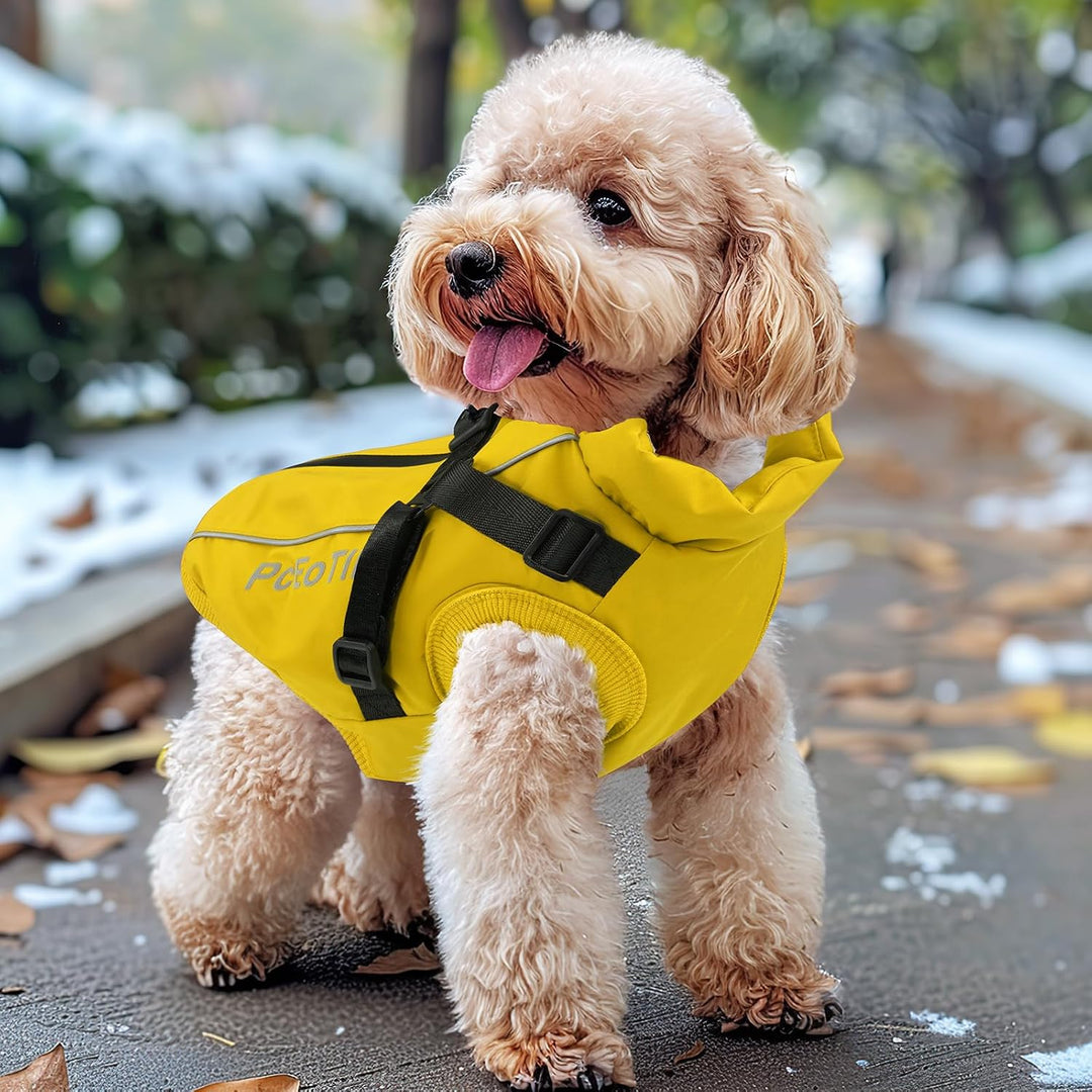 PcEoTllar Wasserdichter Hundemantel für kleine Hunde, warme reflektierende Jacke mit Geschirr für de