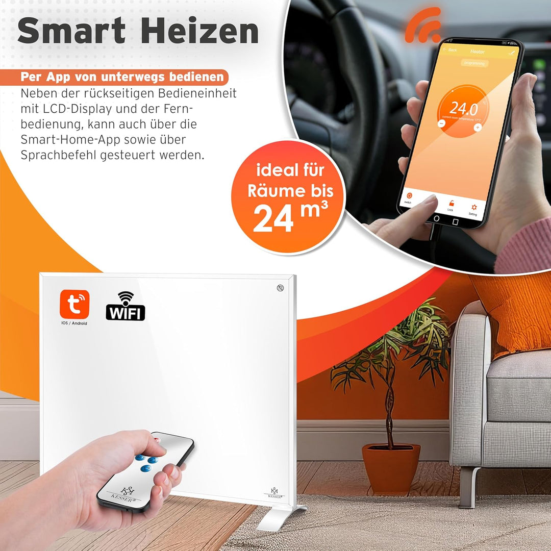 KESSER® Infrarotheizung Energiesparend Infrarot Standgerät & Wandmontage Elektroheizung 350W mit Fer