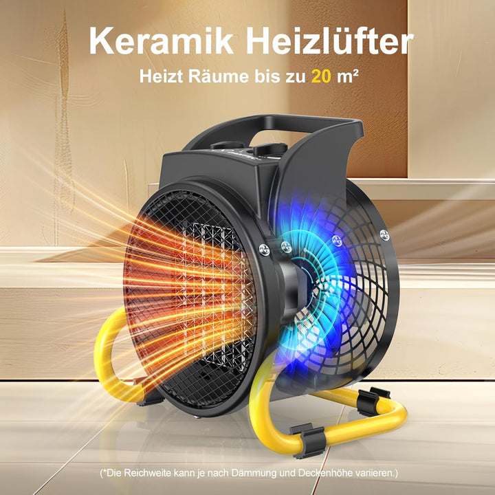 Heizlüfter 2000 Watt Keramik Heizstrahler Elektroheizer Bauheizer Bautrockner mit Thermostat Heizger
