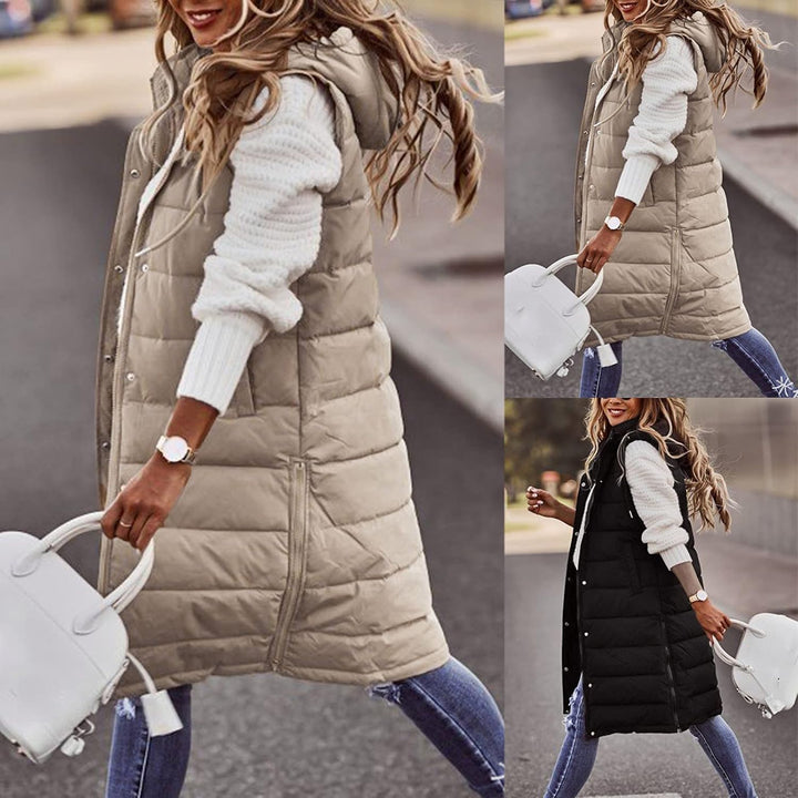 Chanpning Weste Damen Lang Winter Plus Size Long-Steppweste Lässige Pufferjacke Oversize Steppweste