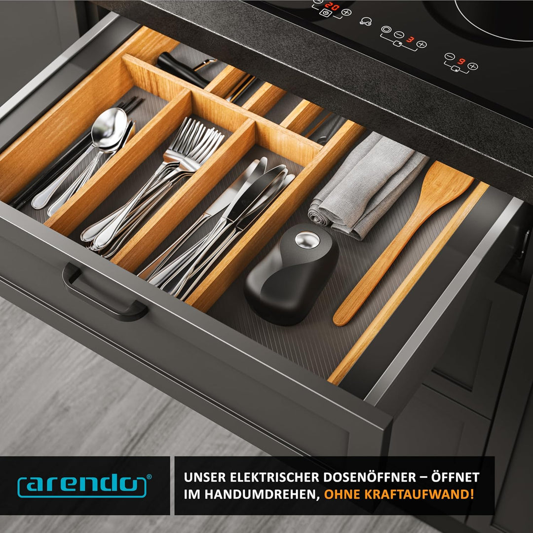 Arendo - Elektrischer Dosenöffner One Touch - mit automatischer 360° Drehung - Öffnung ohne scharfe