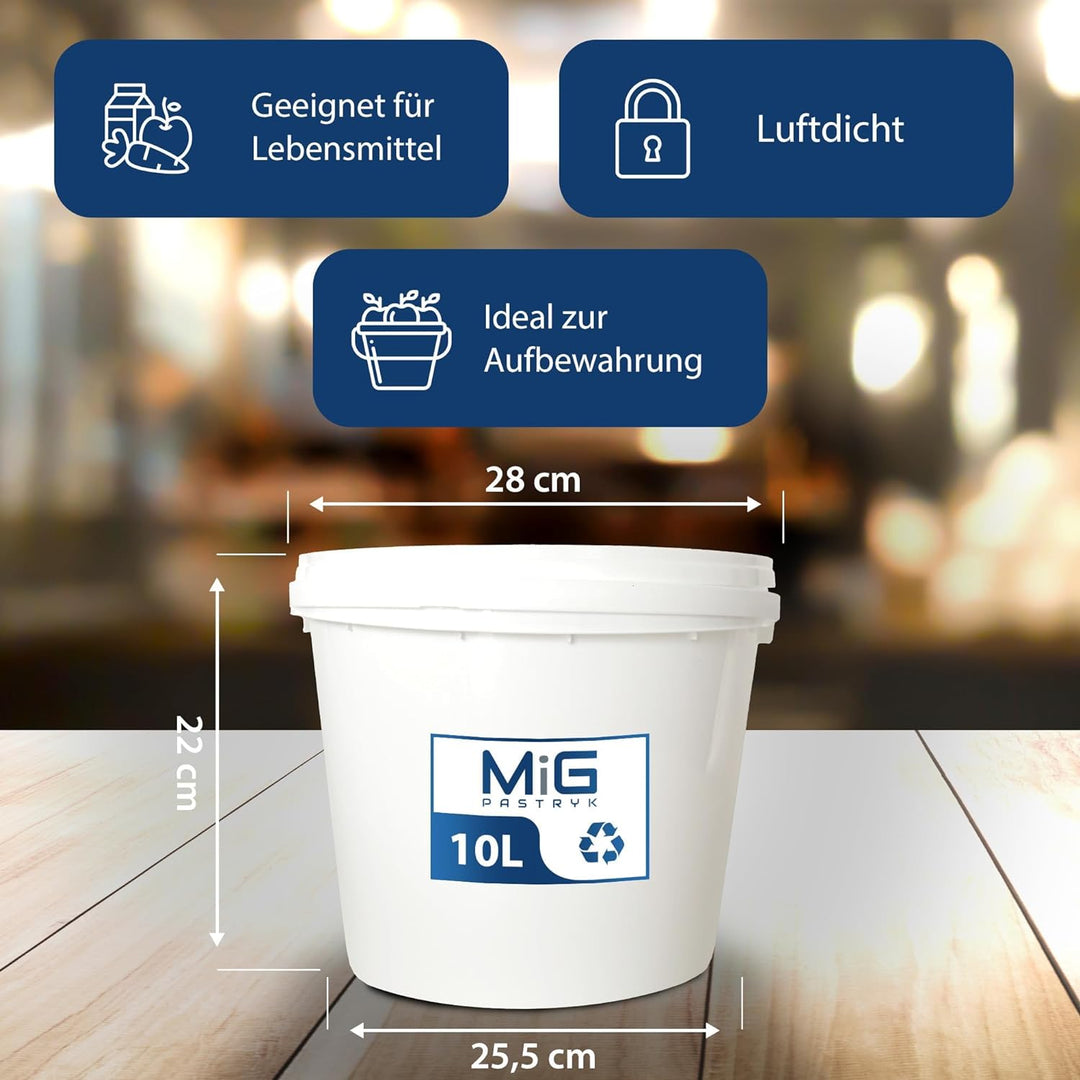 MIG Eimer mit Deckel 10L weiss - 20x 10 Liter stapelbare Plastikeimer mit Deckel - Vielseitiger Baue