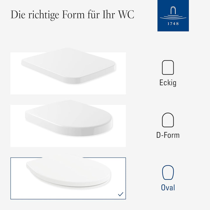 Villeroy & Boch WC-Sitz O.novo - Toilettendeckel Weiss im Semi Wrap-over Design aus robustem Duropla