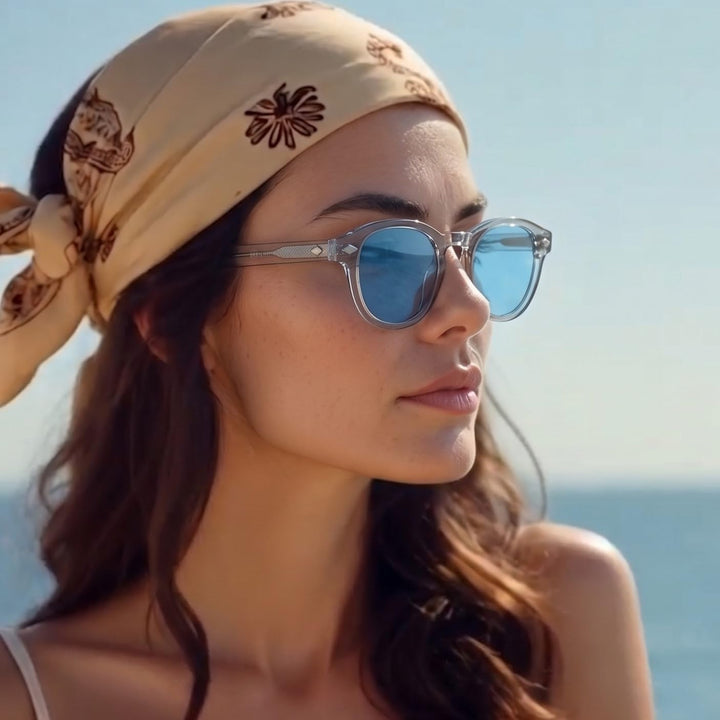 SHEEN KELLY Retro Acetat Ovale Sonnenbrille für Männer Frauen Hochauflösend Polarisierte Round Linse