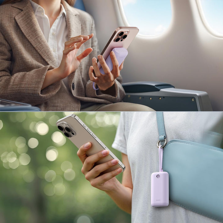 iWALK Mini Tragbares Ladegerät 10000 mAh, 22,5W USB-C Powerbank mit integriertem Kabel, Ultra-kompak