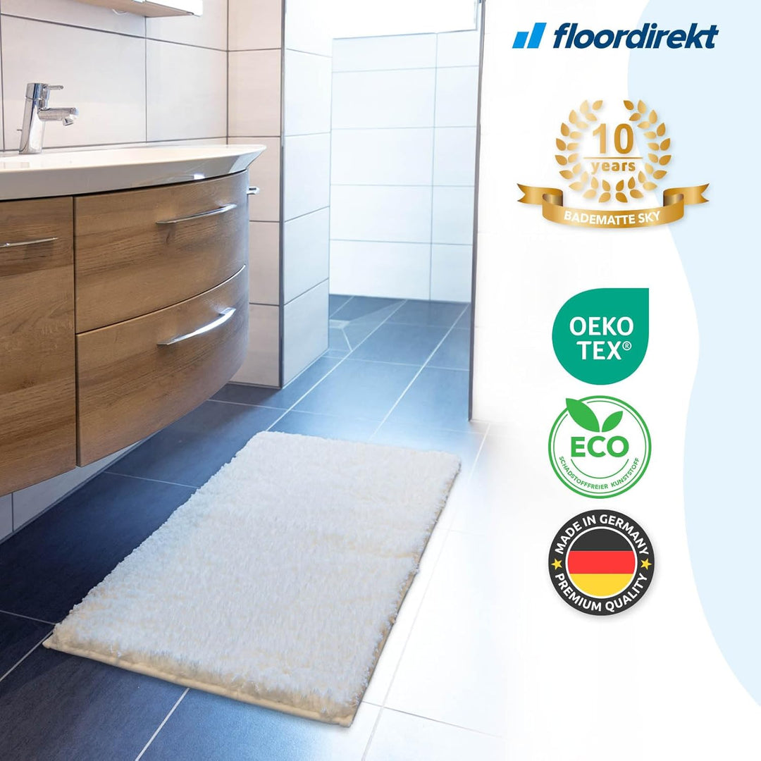 Floordirekt Badematte Sky - Badezimmerteppich - Weicher, dichter Hochflor - Rutschhemmend & Schnell