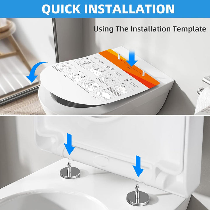 WC Sitz mit Absenkautomatik Toilettendeckel Quick-Release-Funktio,D-Form weiss–Antibakterieller，Toil