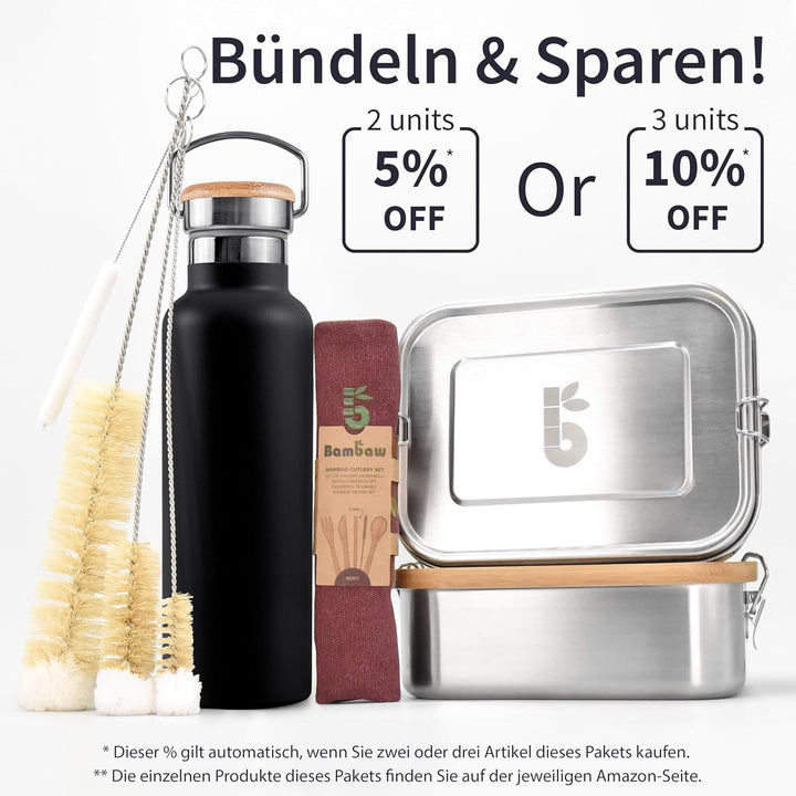 Bambaw Trinkflasche Edelstahl 350ml, Kleine Wasserflasche, Edelstahl Trinkflasche Isoliert, Thermofl