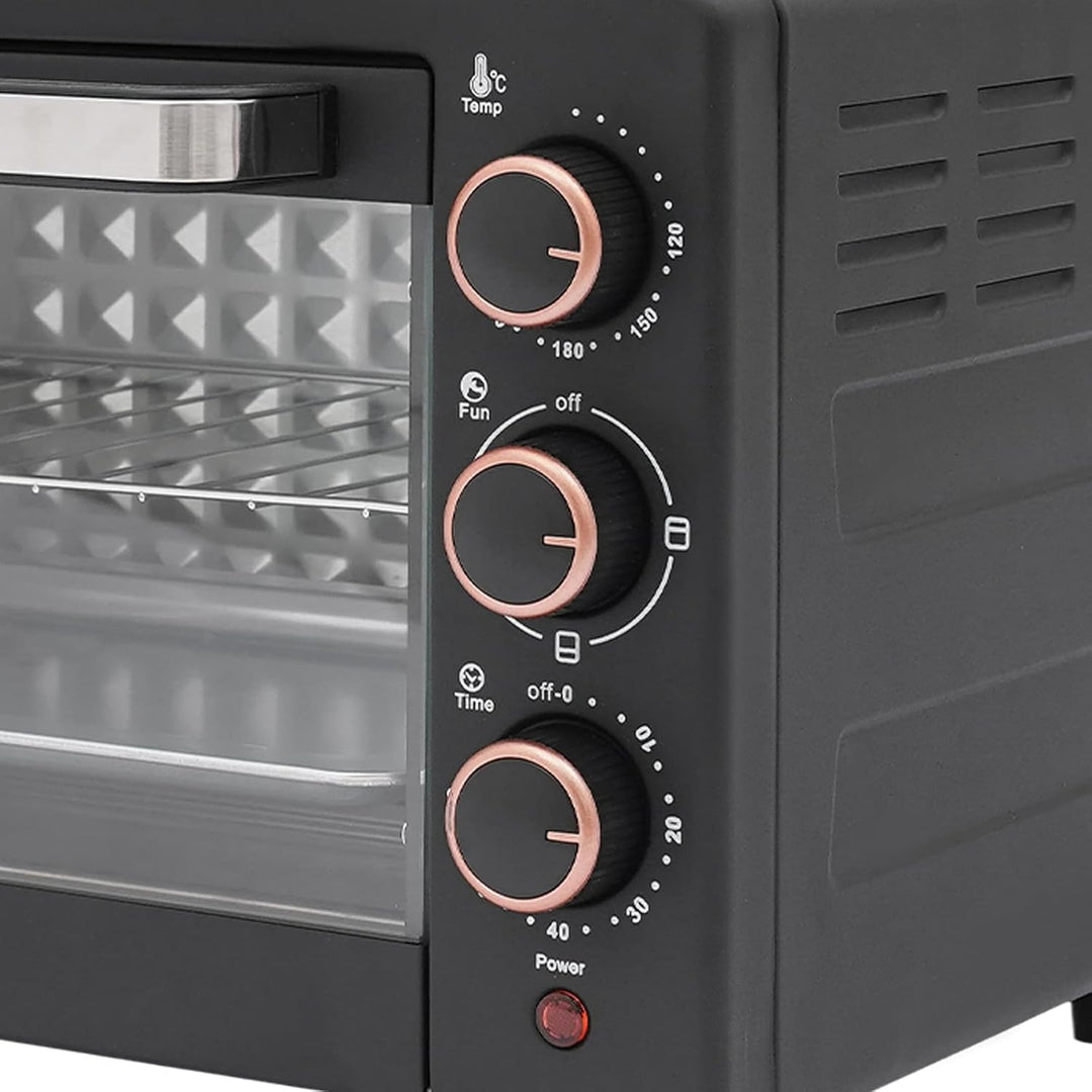 Minibackofen, 22L 1000W Elektrobackofen mit Grillpfanne & Grillrost, Mini backofen Pizzaofen mit Ein