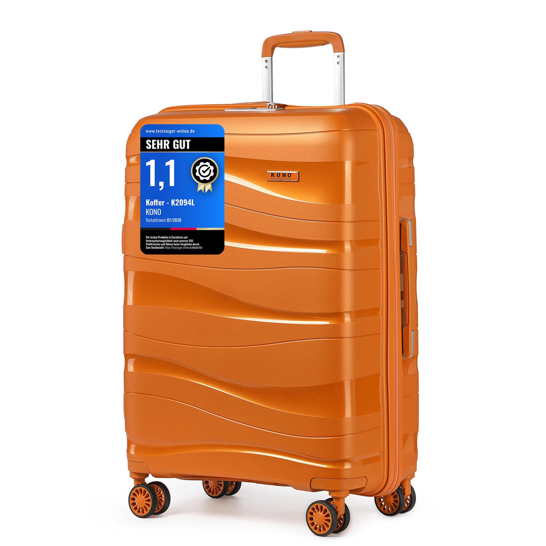 KONO Gross Koffer 75cm Leicht Reisekoffer aus Polypropylen Hartschale Koffer mit 4 Rollen und TSA Sc