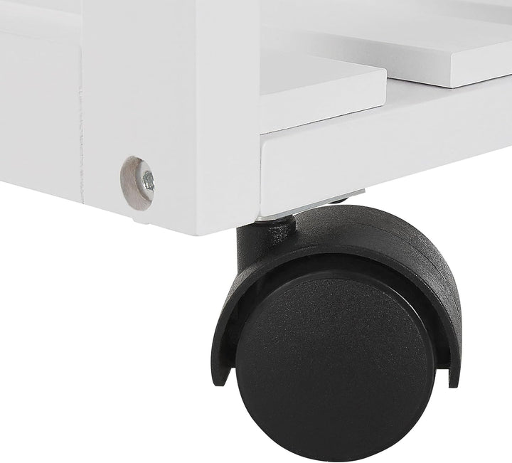 Beliani Servierwagen Holz weiss mit 2 Schubladen Schrank 2 Metallkörben Rollen Boves
