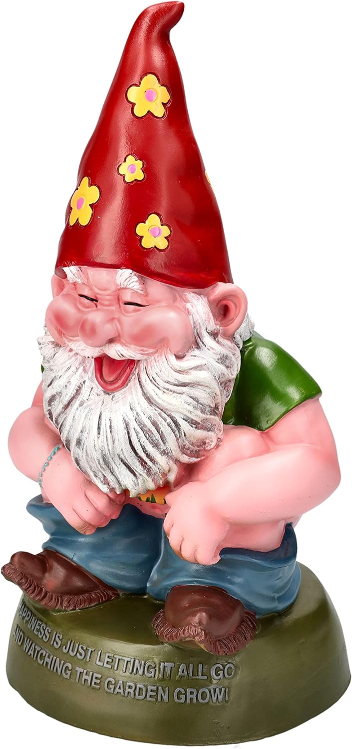 Pacific Giftware Gartenzwerg Figur Hippie Macht in den Garten 28 cm | Garten Zwerg Statue lustig wit
