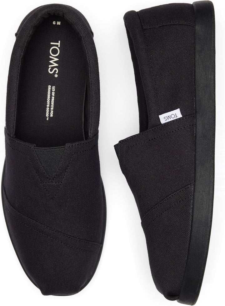 TOMS Herren Alp FWD Flacher Slipper 39 EU Schwarzes Recyceltes Baumwoll Segeltuch, 39 EU Schwarzes R
