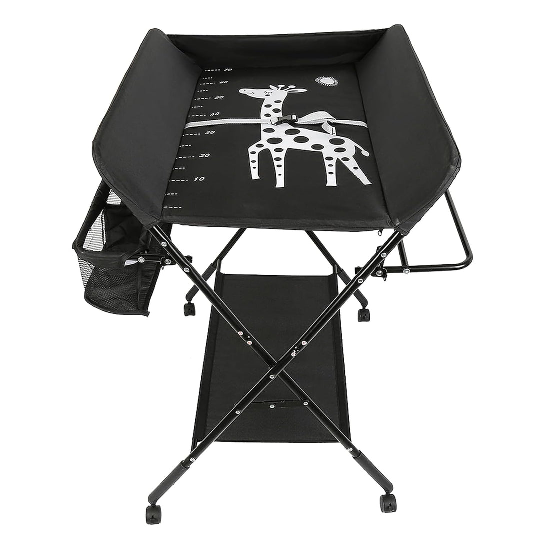 Homewell Baby Wickelkombi Wickelkommode, Mobile Wickeltisch Klappbar, mit Wickelauflage, Sicherheits