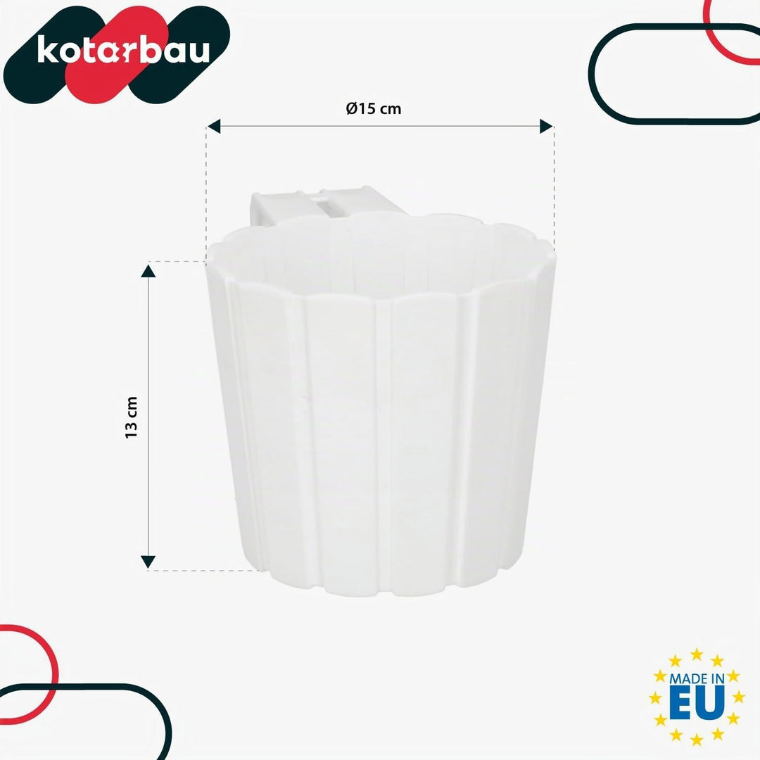 KOTARBAU® 4er Set Blumentopf Hängend - Pflanzkübel - ⌀ 15 cm H: 13 cm Weiss - Übertopf Kunststoff -
