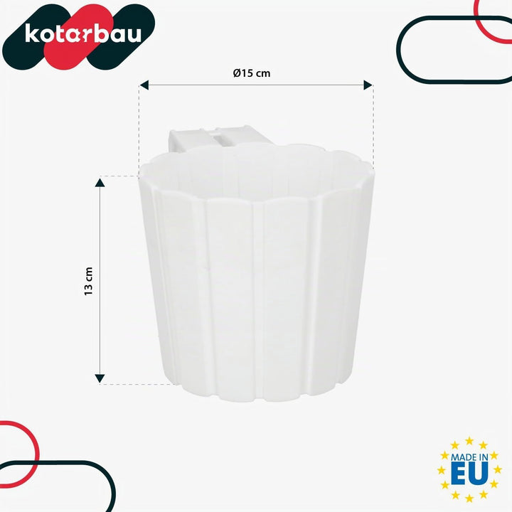 KOTARBAU® 4er Set Blumentopf Hängend - Pflanzkübel - ⌀ 15 cm H: 13 cm Weiss - Übertopf Kunststoff -