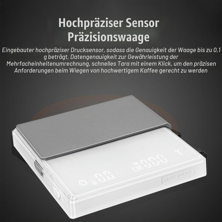 Mini Kaffeewaage mit Timer 2kg/0,1g für Espresso und Pour-Over Wiederaufladbare Espresso Waage mit L