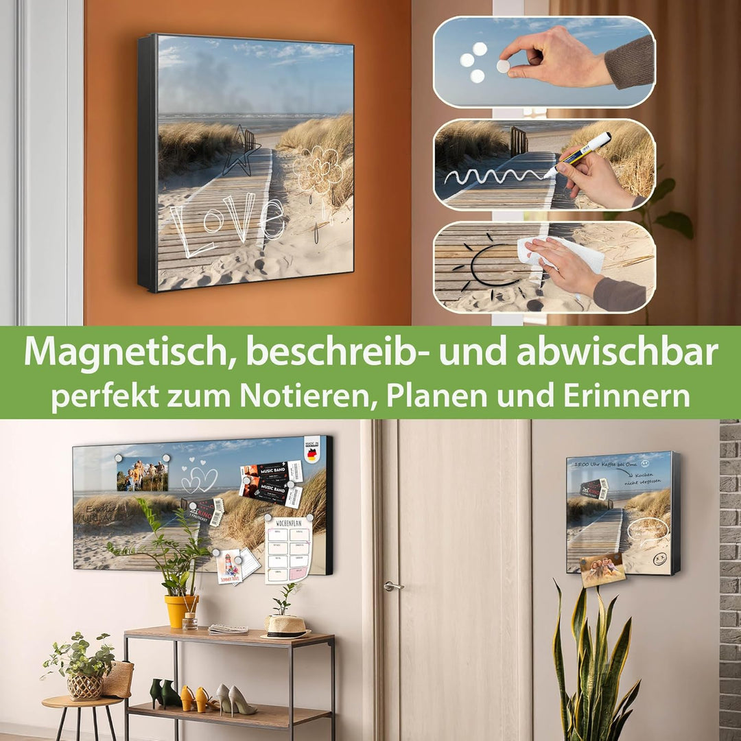 banjado Grosser Schlüsselkasten Glas - Schlüsselbox 30x30cm mit 50 Haken - Schlüsselkasten modern fü