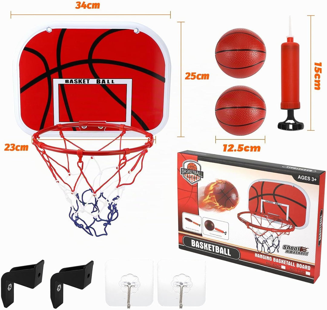 Mini Basketballkorb füR Zimmer und Outdoor, inklusive Ballpumpe und 2 Mini Basketballs, einfache Mon