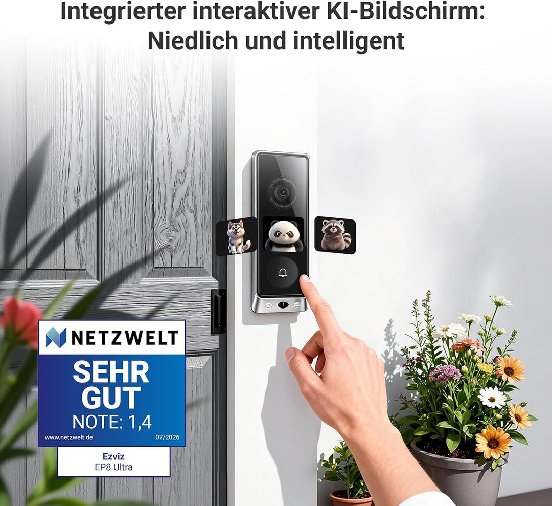 EZVIZ Video Türklingel mit Dual-kamera 6MP&amp;2MP und Chime, WLAN Klingel Kabellos, 2*9600mAh Akku, Int