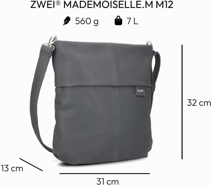 Zwei Damen Mademoiselle M12 Handbag Velours-ash, Velours-ash